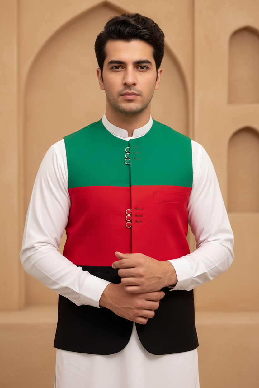 Men’s waist-coat (Afghan flag colors)